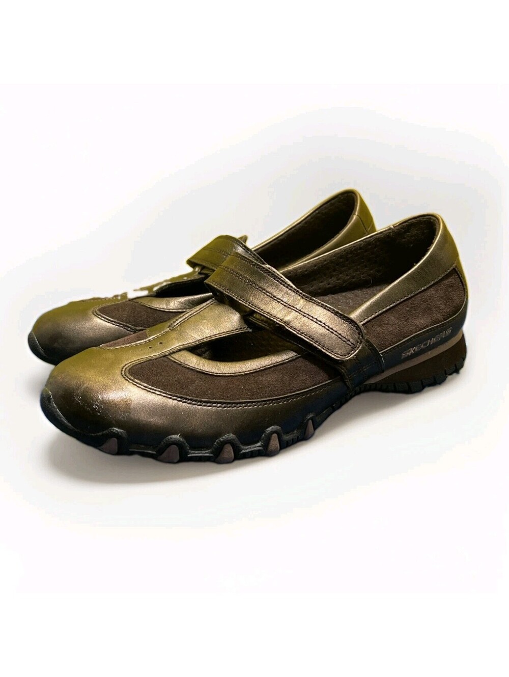Skechers Step Up Bikers Brown  Leather & Suede Mary Jane Shoes Sz. 8